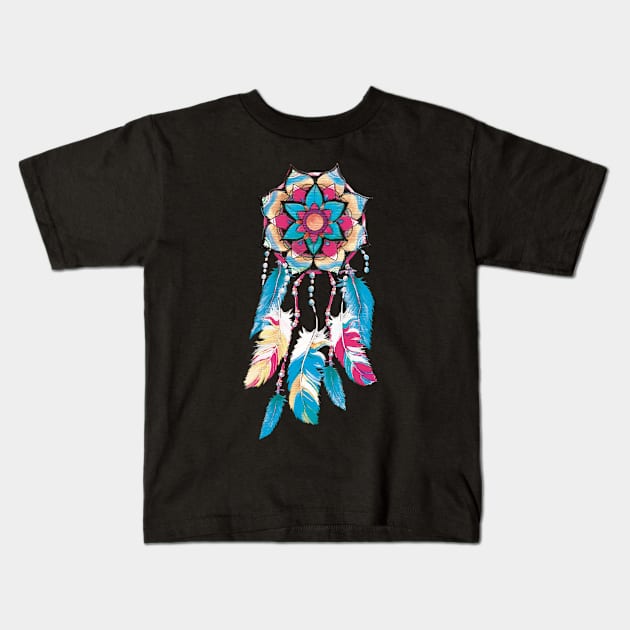 Inspirational DREAM CATCHER T-SHIRT LIGHT BLUE DREAM CATCHER Kids T-Shirt by abcmandalaclothing